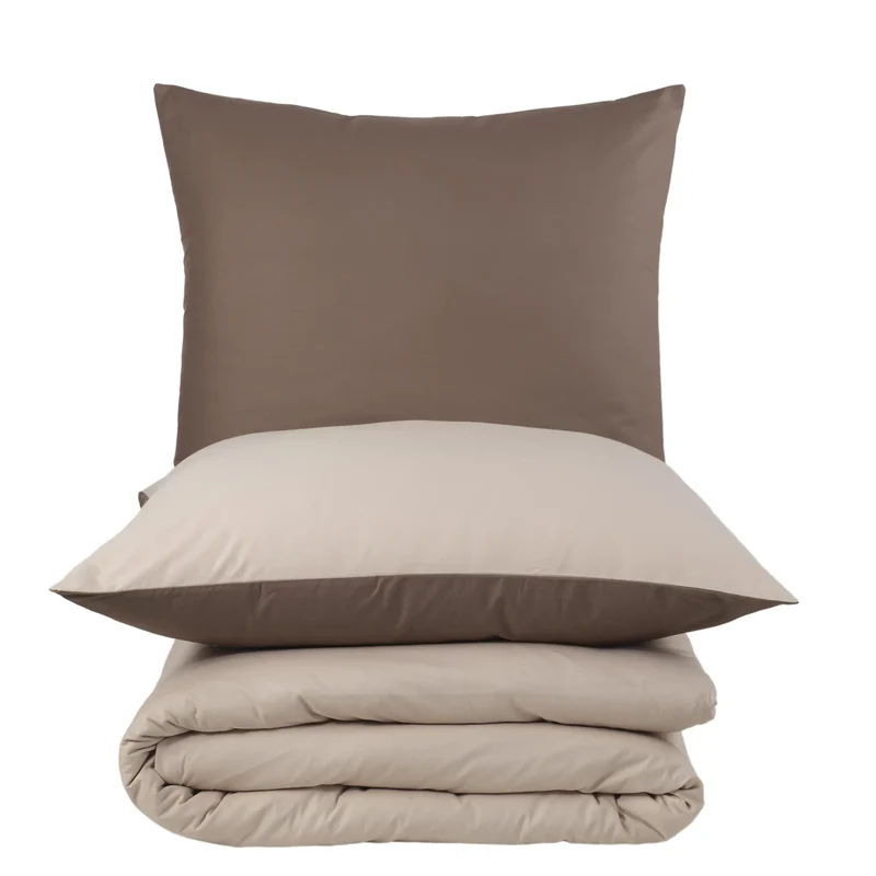 100% Baumwolle A-B Renforcé Bettwäsche - Beige