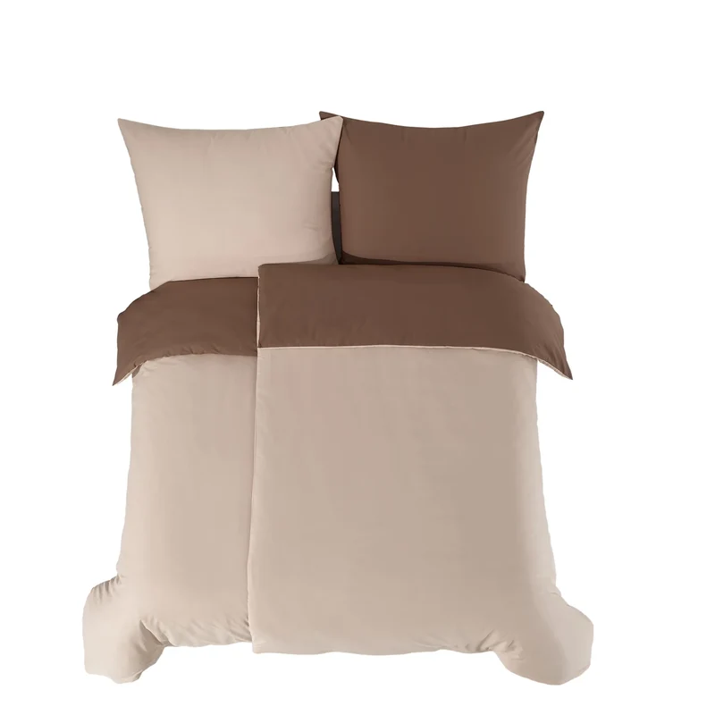 100% Baumwolle A-B Renforcé Bettwäsche - Beige