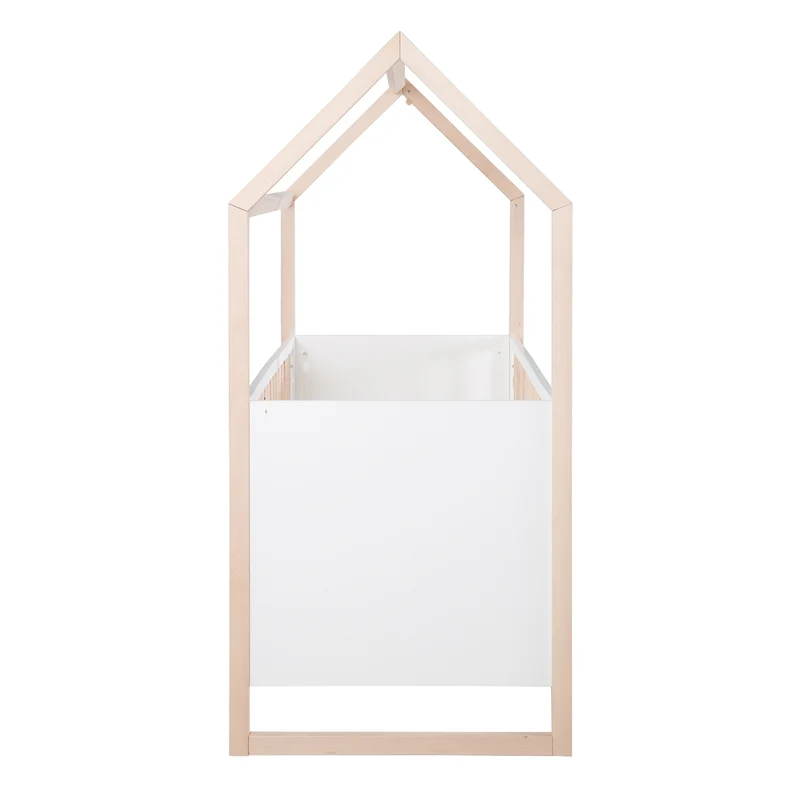 Hausbett – 70 x 140 cm, bicolor, weiß/natur, verstell-/umbaubar