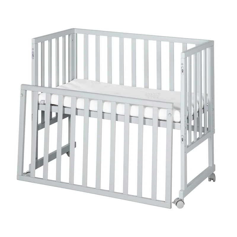 Stuben-/Beistellbett "safe asleep®" – 3 in 1 mit Barriere inkl. Matratze, Holz taupe