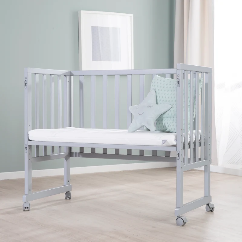 Stuben-/Beistellbett "safe asleep®" – 3 in 1 mit Barriere inkl. Matratze, Holz taupe