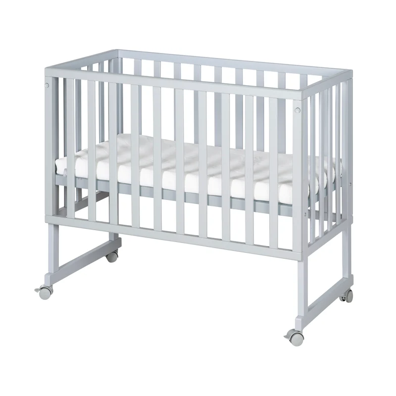 Stuben-/Beistellbett "safe asleep®" – 3 in 1 mit Barriere inkl. Matratze, Holz taupe