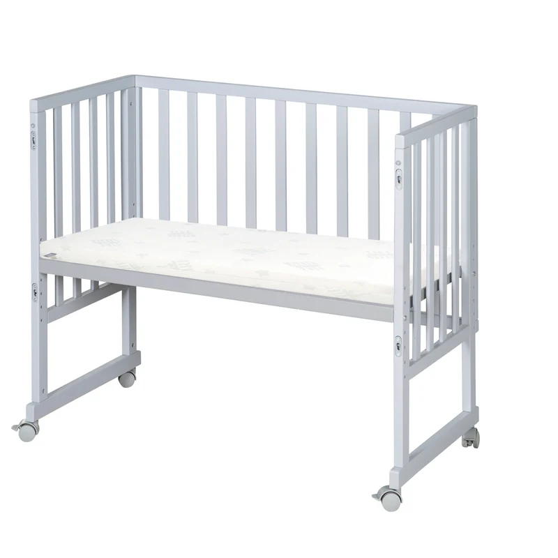 Stuben-/Beistellbett "safe asleep®" – 3 in 1 mit Barriere inkl. Matratze, Holz taupe