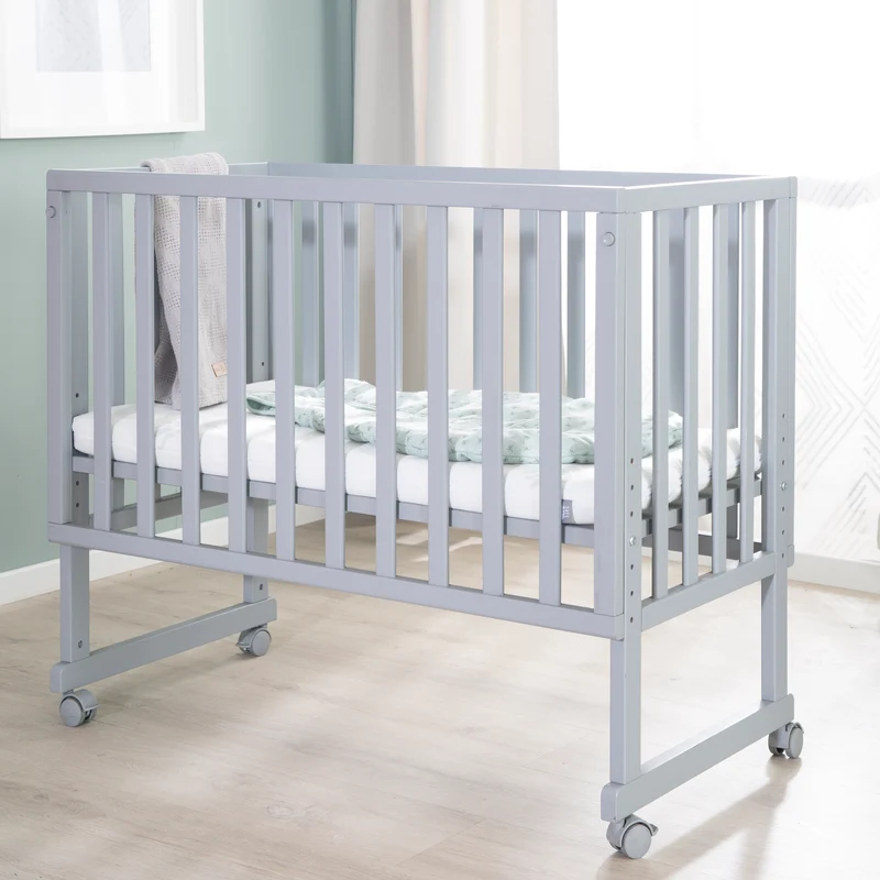 Stuben-/Beistellbett "safe asleep®" – 3 in 1 mit Barriere inkl. Matratze, Holz taupe