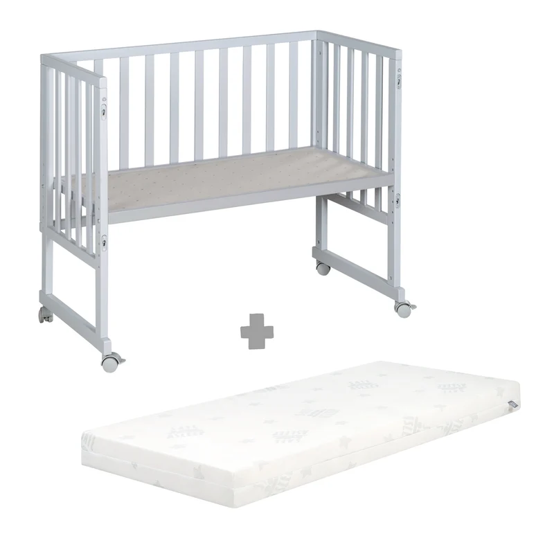 Stuben-/Beistellbett "safe asleep®" – 3 in 1 mit Barriere inkl. Matratze, Holz taupe