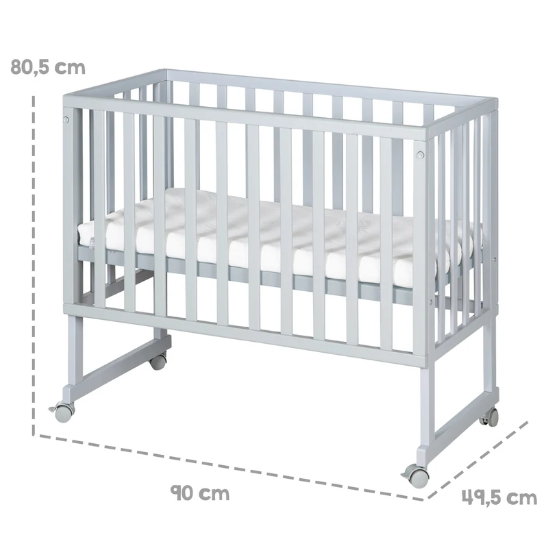 Stuben-/Beistellbett "safe asleep®" – 3 in 1 mit Barriere inkl. Matratze, Holz taupe
