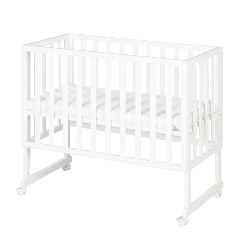 Stuben-/Beistellbett "safe asleep®" – 3 in 1 mit Barriere inkl. Matratze, Holz weiß