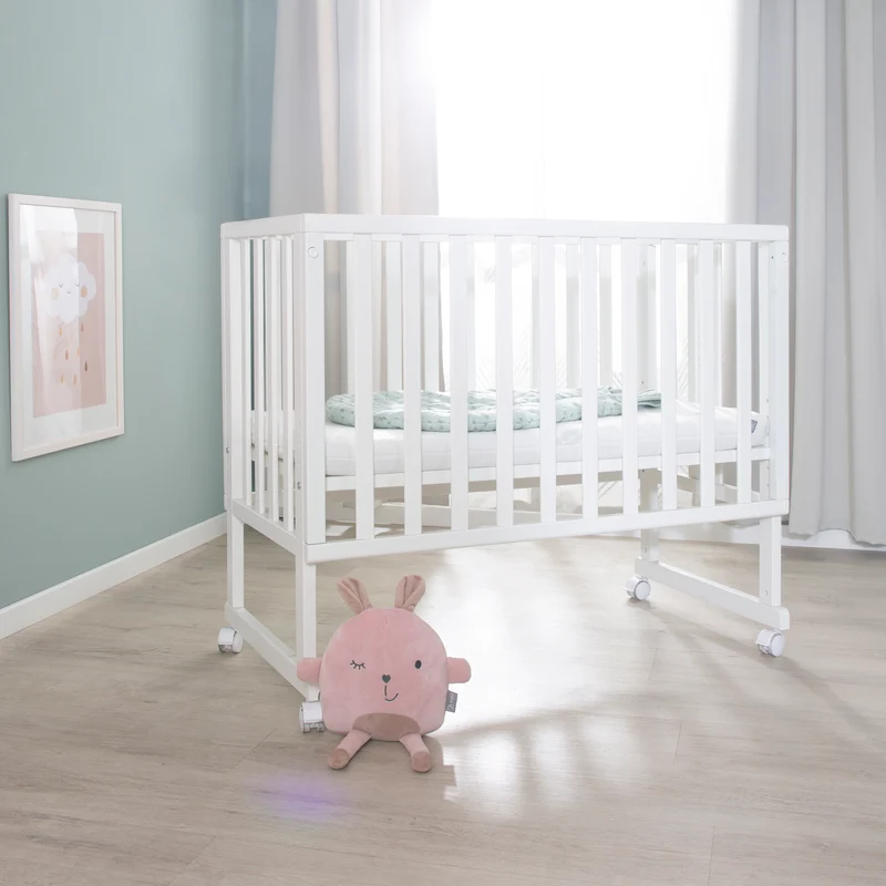 Stuben-/Beistellbett "safe asleep®" – 3 in 1 mit Barriere inkl. Matratze, Holz weiß
