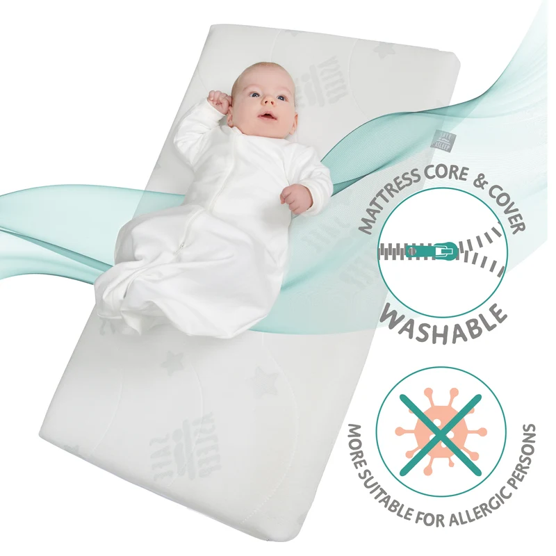 Stuben-/Beistellbett "safe asleep®" – 3 in 1 mit Barriere inkl. Matratze, Holz weiß