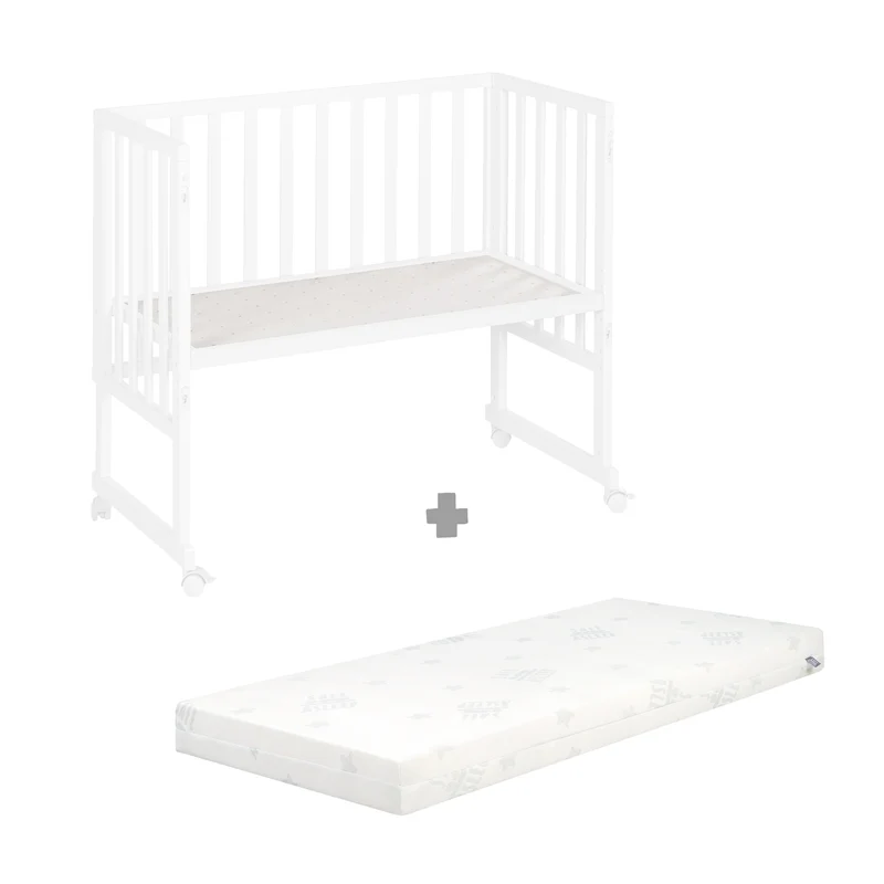 Stuben-/Beistellbett "safe asleep®" – 3 in 1 mit Barriere inkl. Matratze, Holz weiß