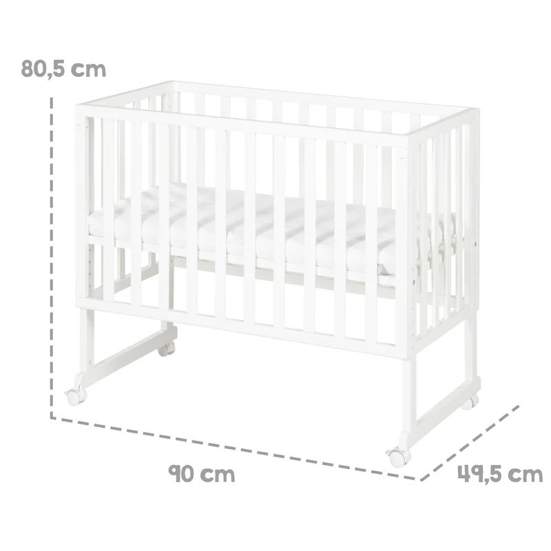 Stuben-/Beistellbett "safe asleep®" – 3 in 1 mit Barriere inkl. Matratze, Holz weiß
