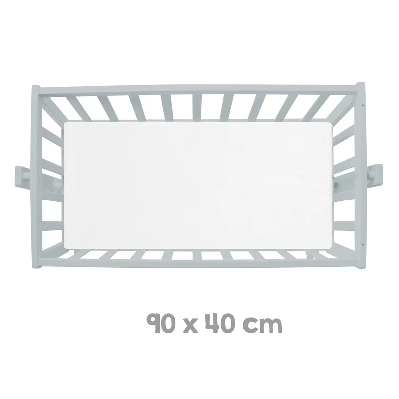 Babywiege inkl. Matratze 40 x 90 cm mit Bremsrollensatz, Holz taupe