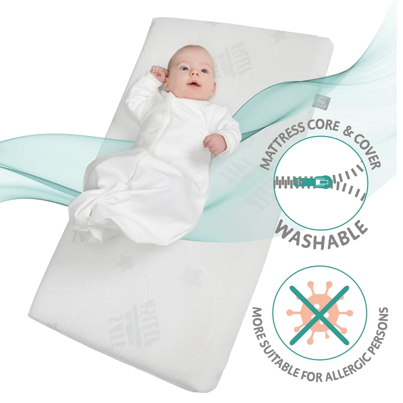 Stuben-/Beistellbett "safe asleep®" – 3 in 1 mit Barriere inkl. Matratze u. Nestchen, Holz weiß
