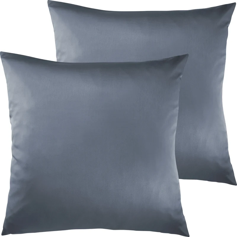 Satin Kopfkissen - Pure Label - Stahlblau - 2er Set 80x80cm