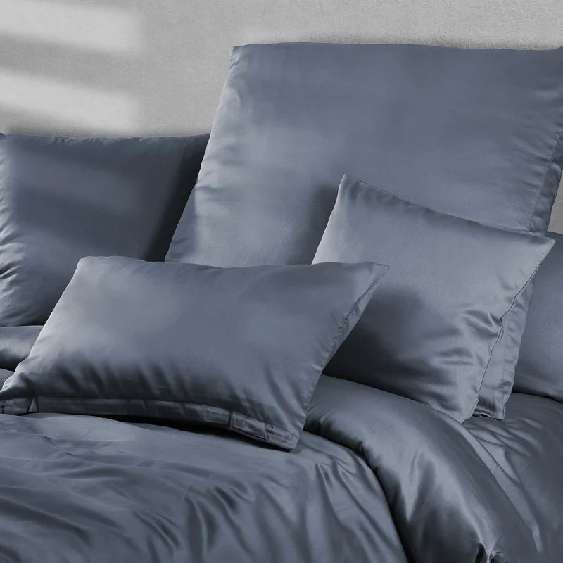 Satin Kopfkissen - Pure Label - Stahlblau - 80x80cm