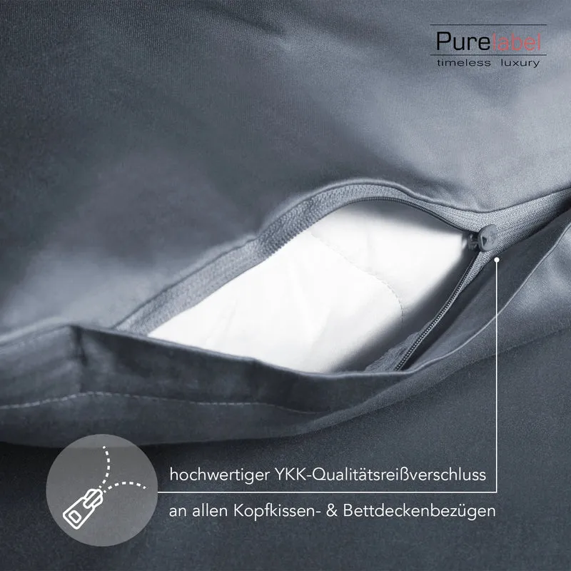 Satin Kopfkissen - Pure Label - Stahlblau - 80x80cm