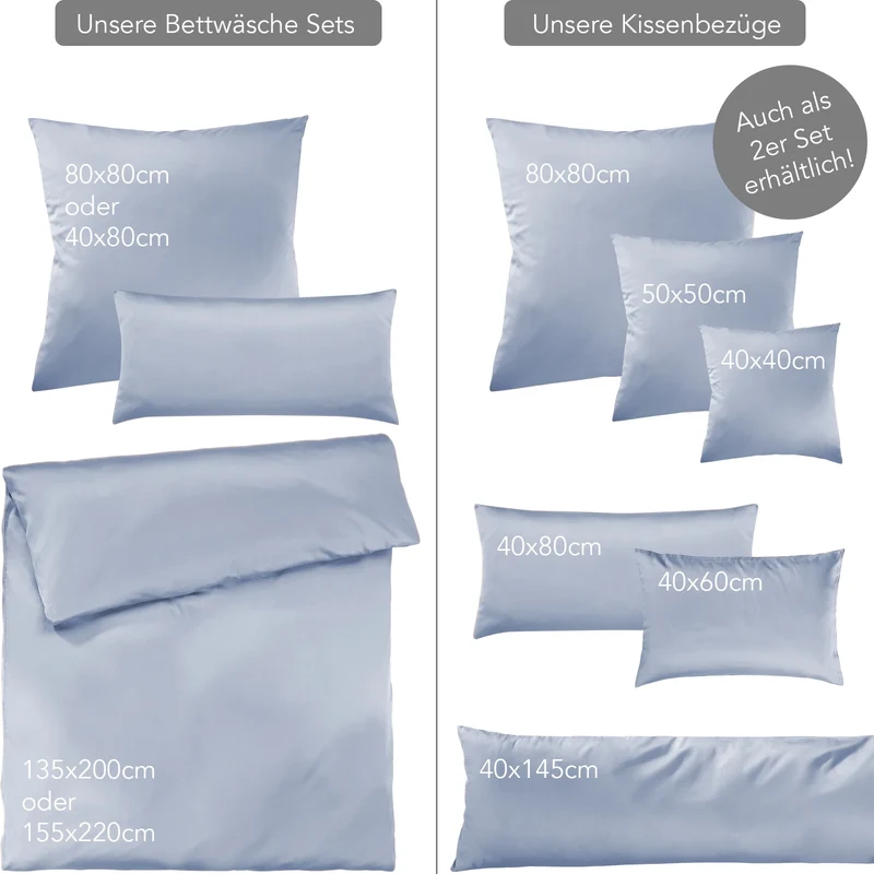 Satin Kopfkissen - Pure Label - Ice Blau - 40x80cm