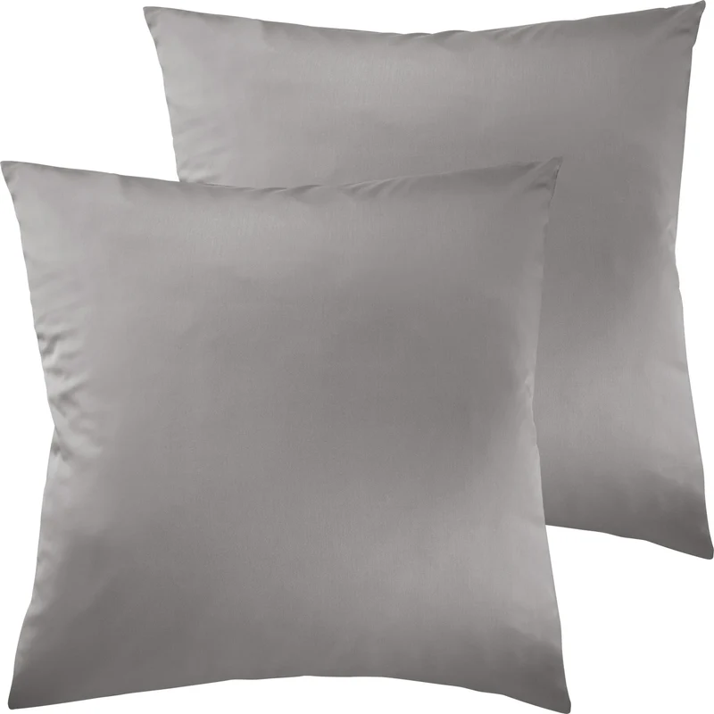 Satin Kopfkissen - Pure Label - Hellgrau - 2er Set 80x80cm