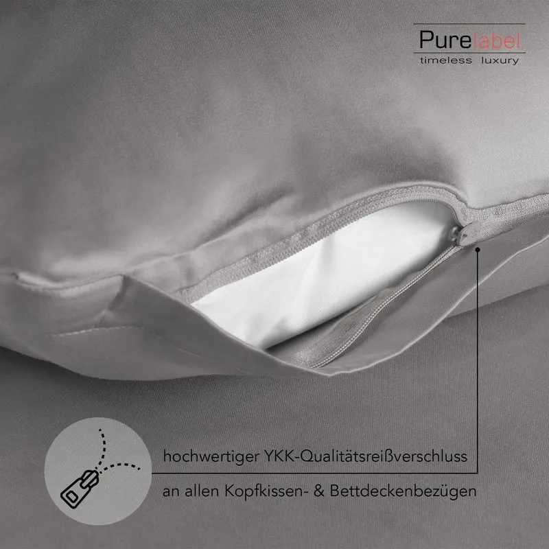 Satin Kopfkissen - Pure Label - Hellgrau - 2er Set 80x80cm