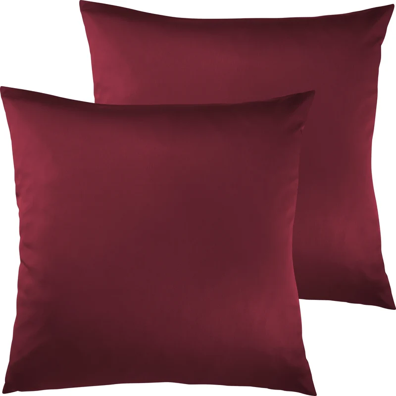 Satin Kopfkissen - Pure Label - Aurora Rot - 2er Set 80x80cm