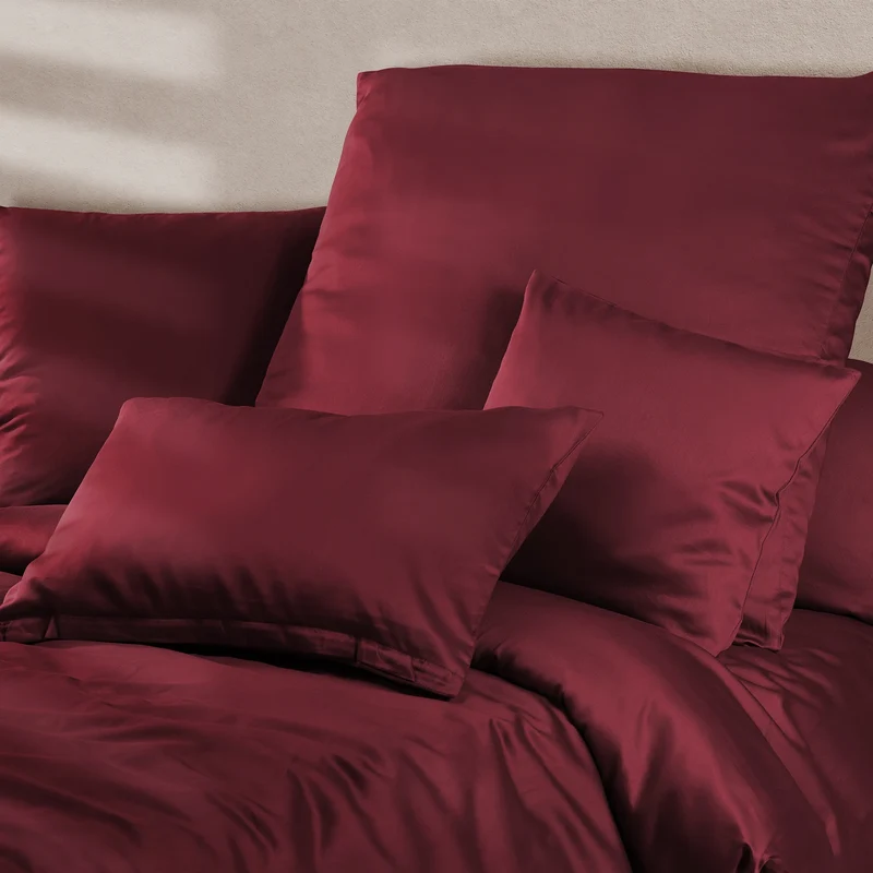 Satin Kopfkissen - Pure Label - Aurora Rot - 2er Set 80x80cm