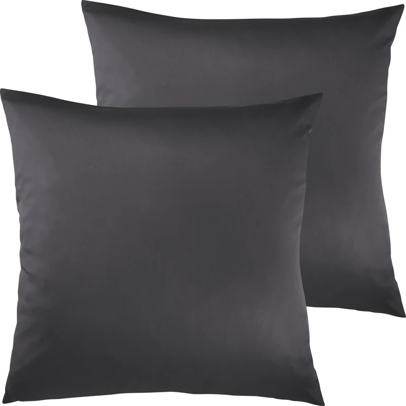 Satin Kopfkissen - Pure Label - Anthrazit - 2er Set 50x50cm