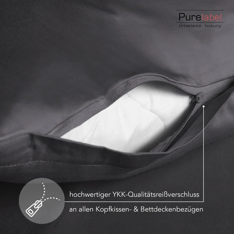 Satin Kopfkissen - Pure Label - Anthrazit - 40x60cm