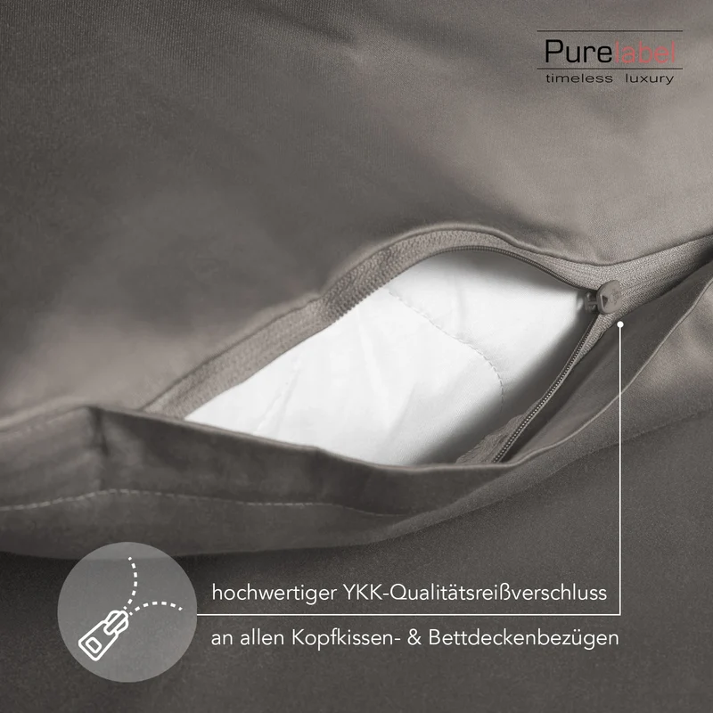 Satin Kopfkissen - Pure Label - Taupe - 80x80cm