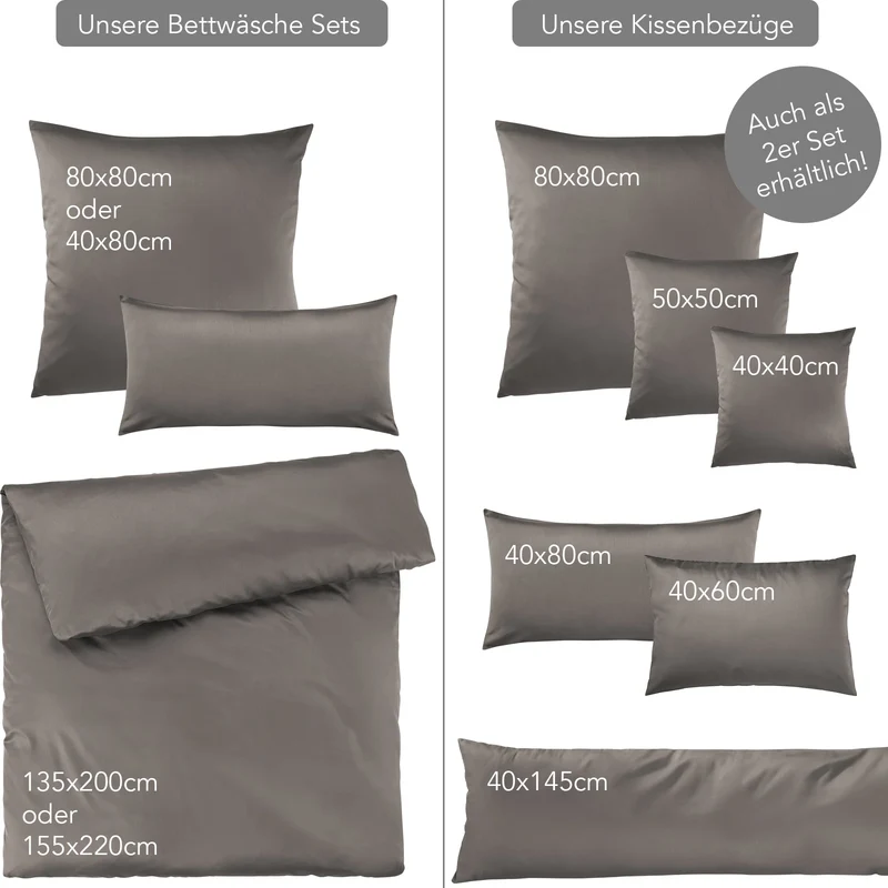 Satin Kopfkissen - Pure Label - Taupe - 80x80cm
