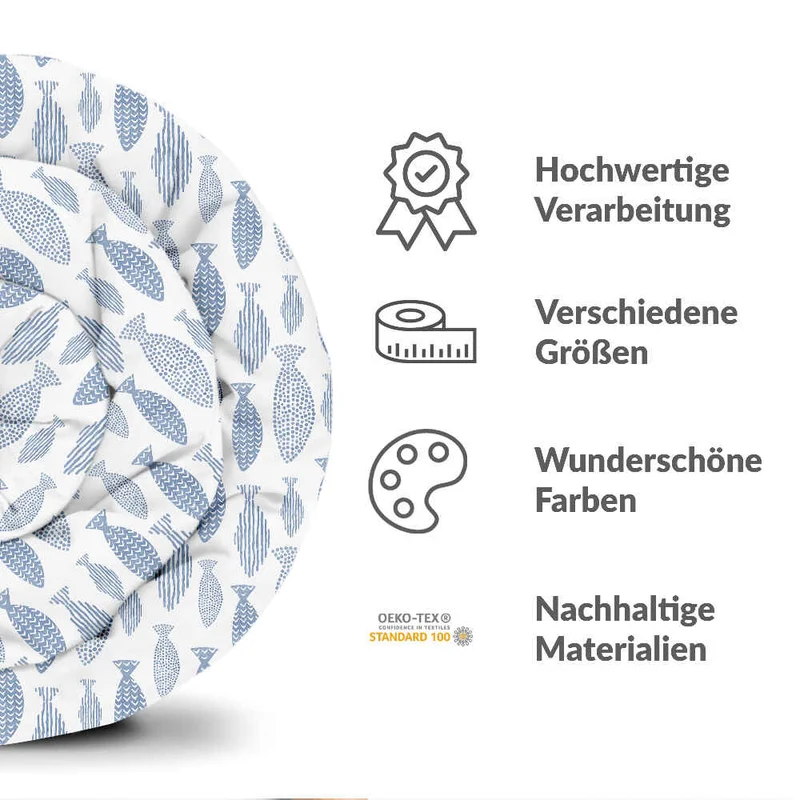 Therapiedecken Bettwäschen Set blaue Fische