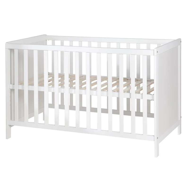 2-in-1 Beistell- und Babybett inkl. Matratze / höhenverstellbar / 5 Schlupfsprossen / Lattenrost - in Weiß