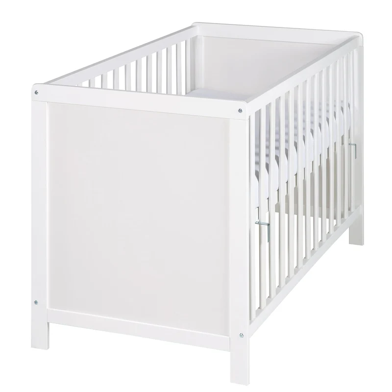 2-in-1 Beistell- und Babybett inkl. Matratze / höhenverstellbar / 5 Schlupfsprossen / Lattenrost - in Weiß