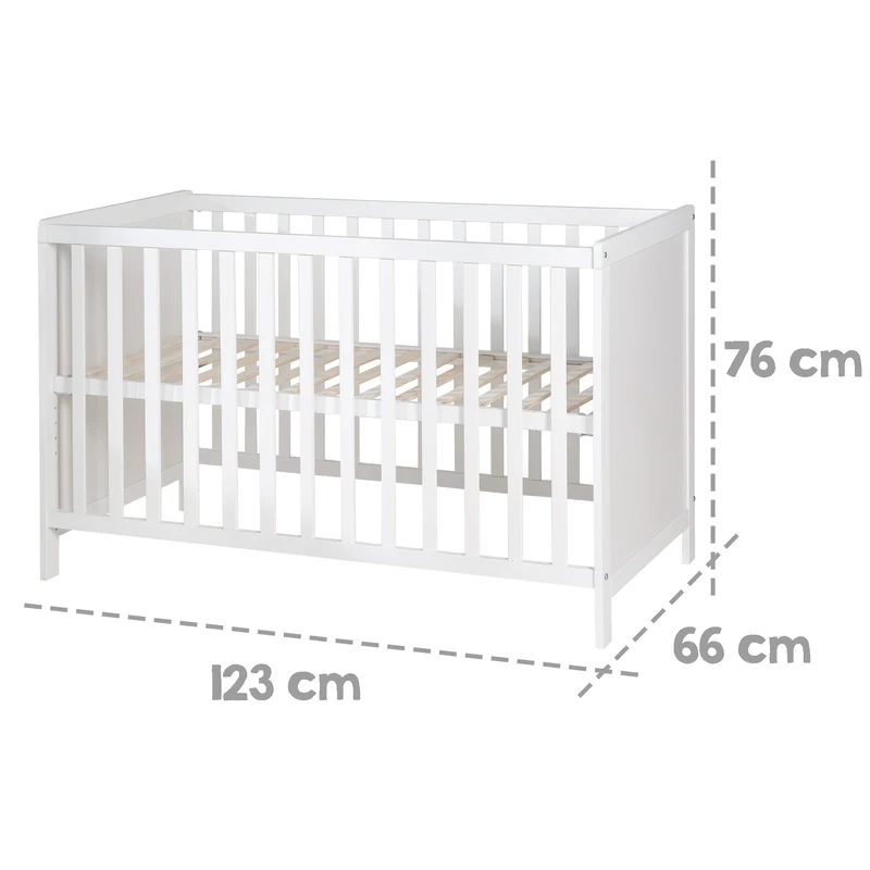 2-in-1 Beistell- und Babybett inkl. Matratze / höhenverstellbar / 5 Schlupfsprossen / Lattenrost - in Weiß