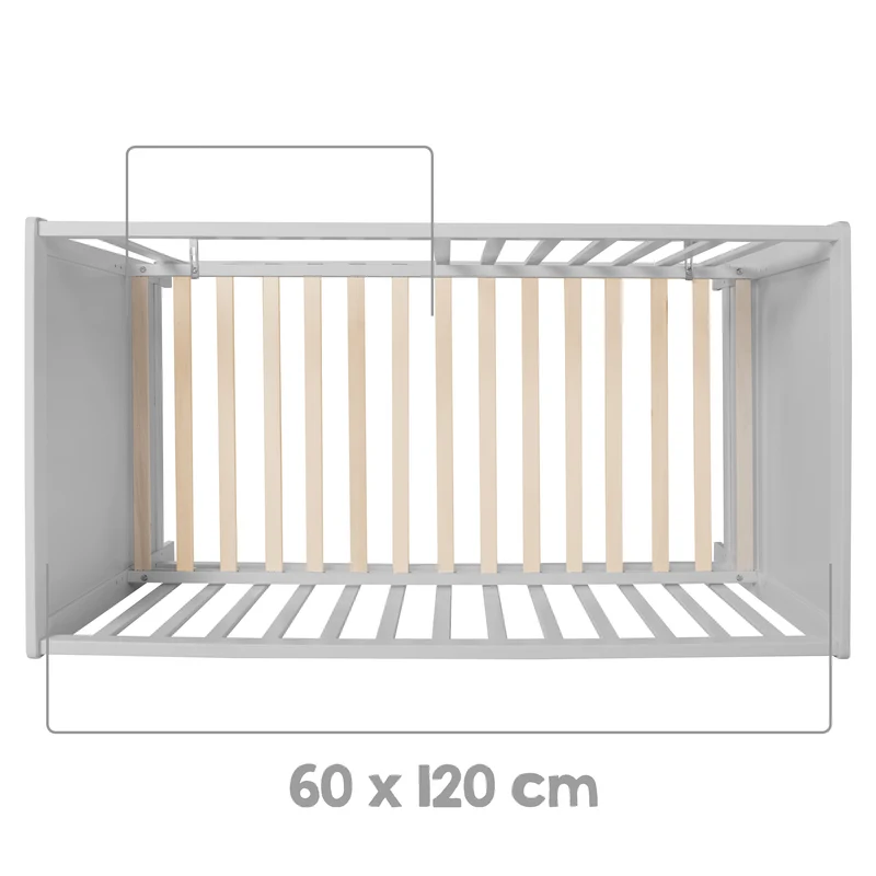 2-in-1 Beistell- und Babybett - höhenverstellbar / 5 Schlupfsprossen / Lattenrost / Matratze - in Taupe