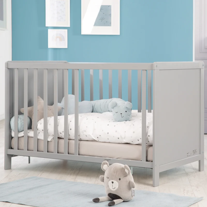 2-in-1 Beistell- und Babybett - höhenverstellbar / 5 Schlupfsprossen / Lattenrost / Matratze - in Taupe