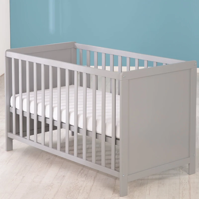 2-in-1 Beistell- und Babybett - höhenverstellbar / 5 Schlupfsprossen / Lattenrost / Matratze - in Taupe