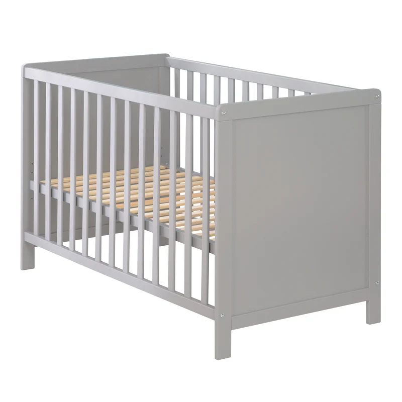 2-in-1 Beistell- und Babybett - höhenverstellbar / 5 Schlupfsprossen / Lattenrost / Matratze - in Taupe