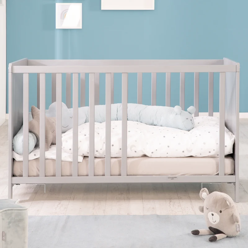 2-in-1 Beistell- und Babybett - höhenverstellbar / 5 Schlupfsprossen / Lattenrost / Matratze - in Taupe