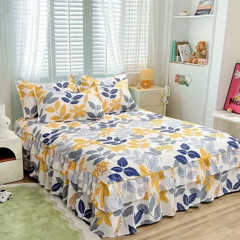 Verwandeln Sie Ihr Schlafzimmer mit unserem floralen Bettrock-Set – stilvolle und schützende Bettwäsche
