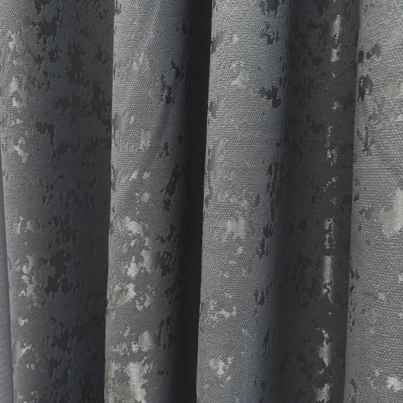 Deko Vorhang mit eleganter Textur Oberfläche Dunkelgrau – mit Kräuselband (1 Stück)