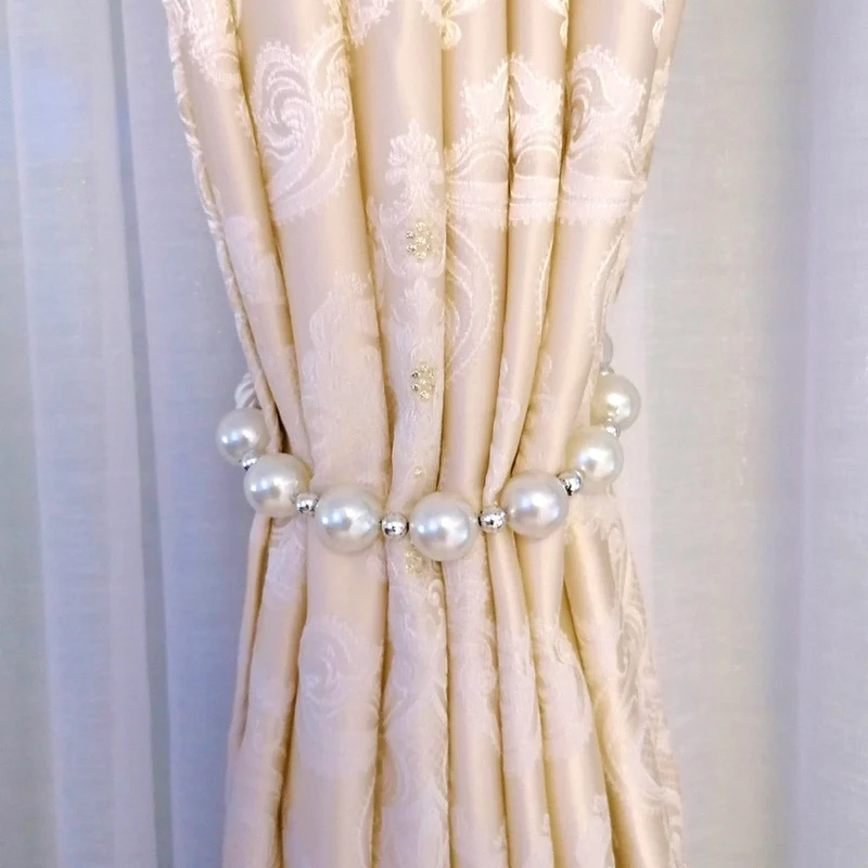 Vorhang Satingewebe Eleganz Muster blickdicht Creme – mit Kräuselband (1 Stück)