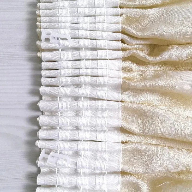 Vorhang Satingewebe Eleganz Muster blickdicht Creme – mit Kräuselband (1 Stück)