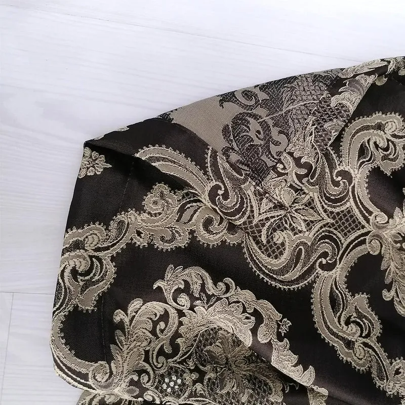 Vorhang Satingewebe Eleganz Muster blickdicht Braun – mit Kräuselband (1 Stück)