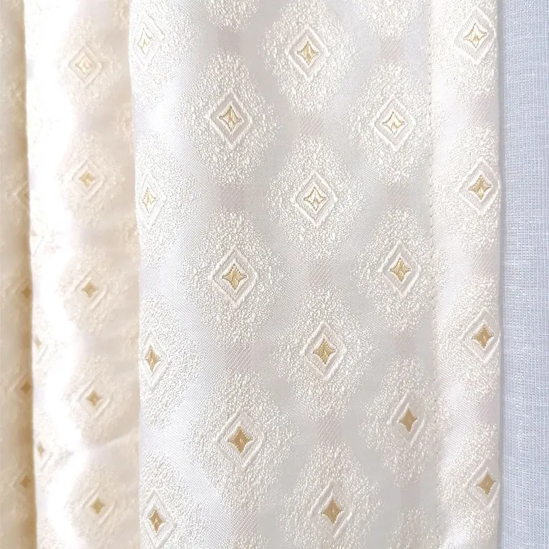 Edel Vorhang mit grafischem/geometrischem Creme – mit Kräuselband (1 Stück)