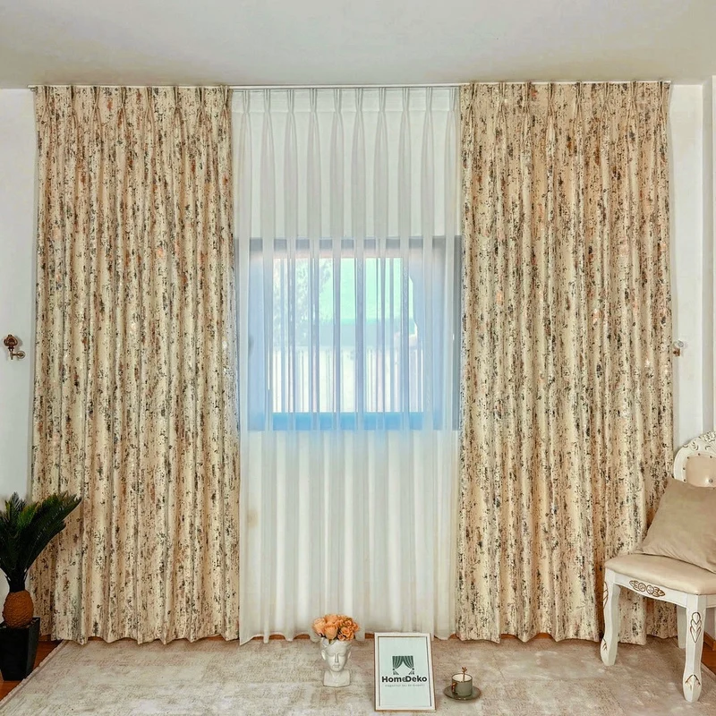 Luxuriöser Samtvorhäng ALPIN Beige – mit Kräuselband (1 Stück)