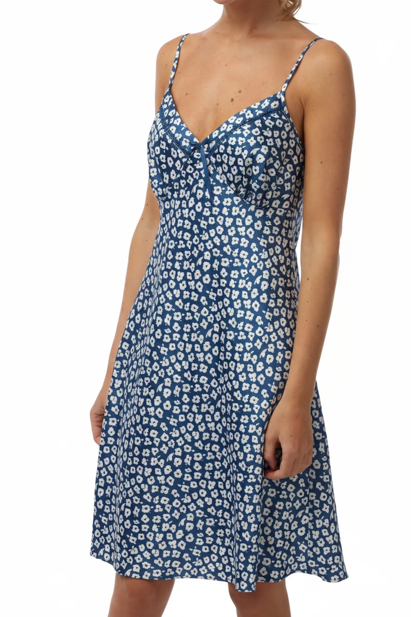 Satin-Hemdchen für Damen, Größen 8 bis 20, mit Petit-Fleur-Muster und Zierborte