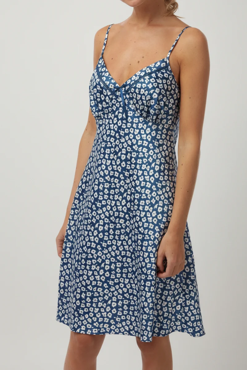 Satin-Hemdchen für Damen, Größen 8 bis 20, mit Petit-Fleur-Muster und Zierborte