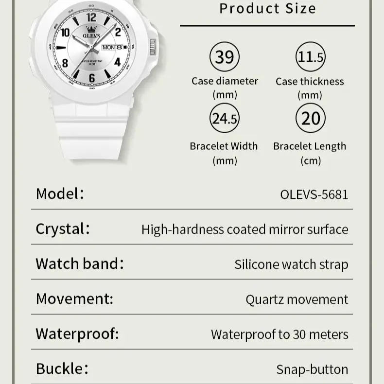 OLEVS Quarz-Sportuhr – Digitale Herrenuhr von Simplicity mit wasserdichtem Silikonarmband und hochfestem Glas
