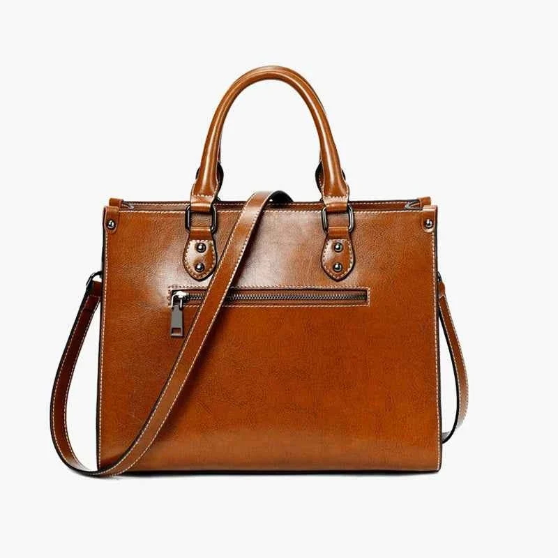 Damenhandtasche, Umhängetasche, Schultertasche, Tragetasche aus echtem Leder, Shopping, Mode, Büro, Messenger-Tasche aus echtem Rindsleder mit Henkel - Handtasche aus echtem Leder für Damen