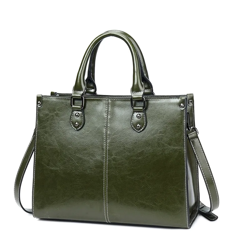 Damenhandtasche, Umhängetasche, Schultertasche, Tragetasche aus echtem Leder, Shopping, Mode, Büro, Messenger-Tasche aus echtem Rindsleder mit Henkel - Handtasche aus echtem Leder für Damen